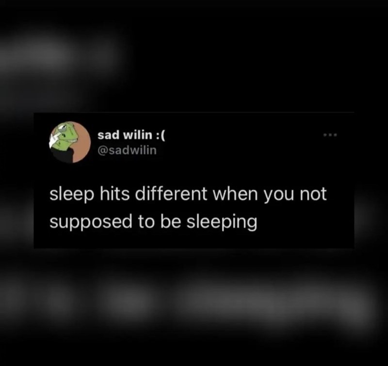 Font - sad wilin :( @sadwilin sleep hits different when you not supposed to be sleeping