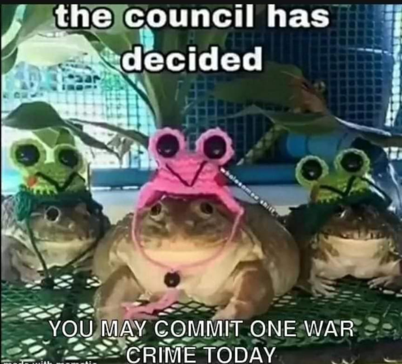 Photograph - MADY the council has decided esor YOU MAY COMMIT ONE WAR CRIME TODAY