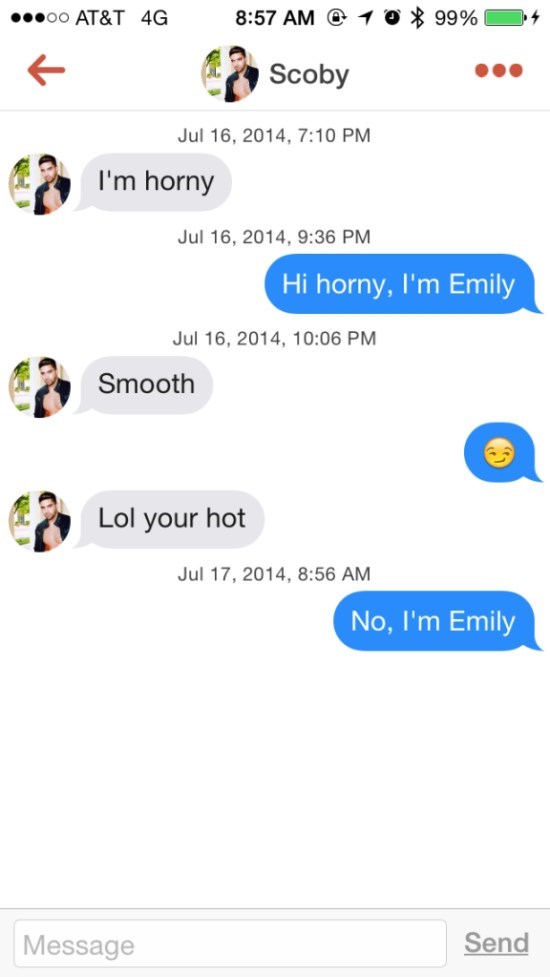 funny dating image girl uses dad jokes to respond to forward tindr messages